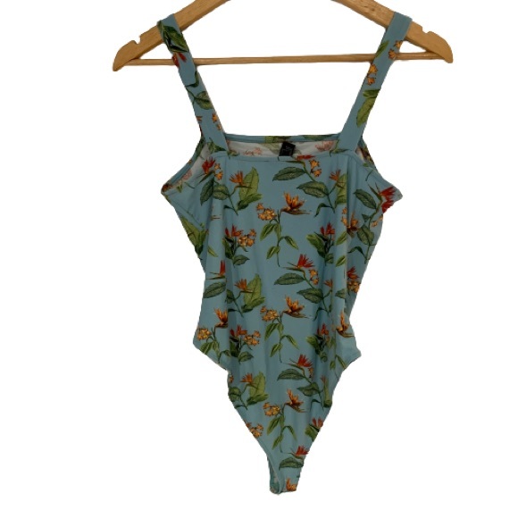 Forever 21 Blue Floral Bodysuit - Picture 3 of 5